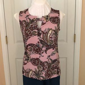Lynn Ryan pink and purple floral/paisley sleeveless top Size 8